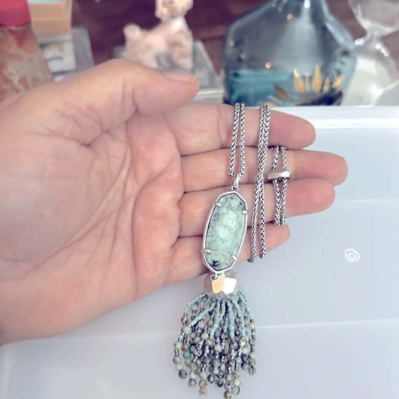 Kendra Scott “Eva” African Turquoise Necklace with Tassel NWOT - Picture 3 of 4